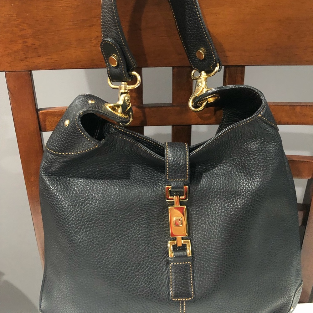 Grillis Black Italian Leather Handbag